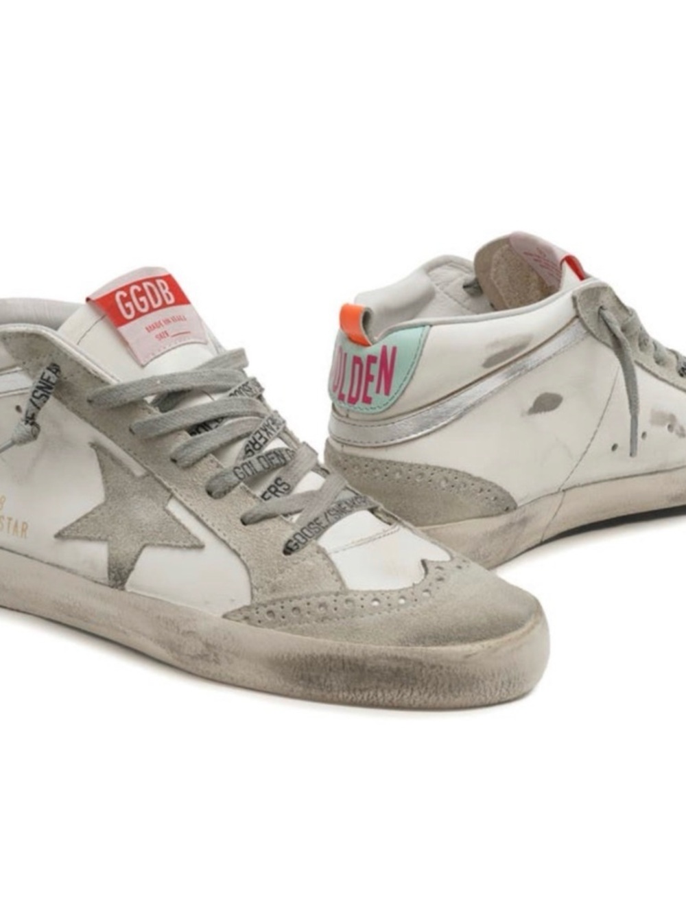 Golden Goose Women’s Mid-Star Sneakers in White and Gray